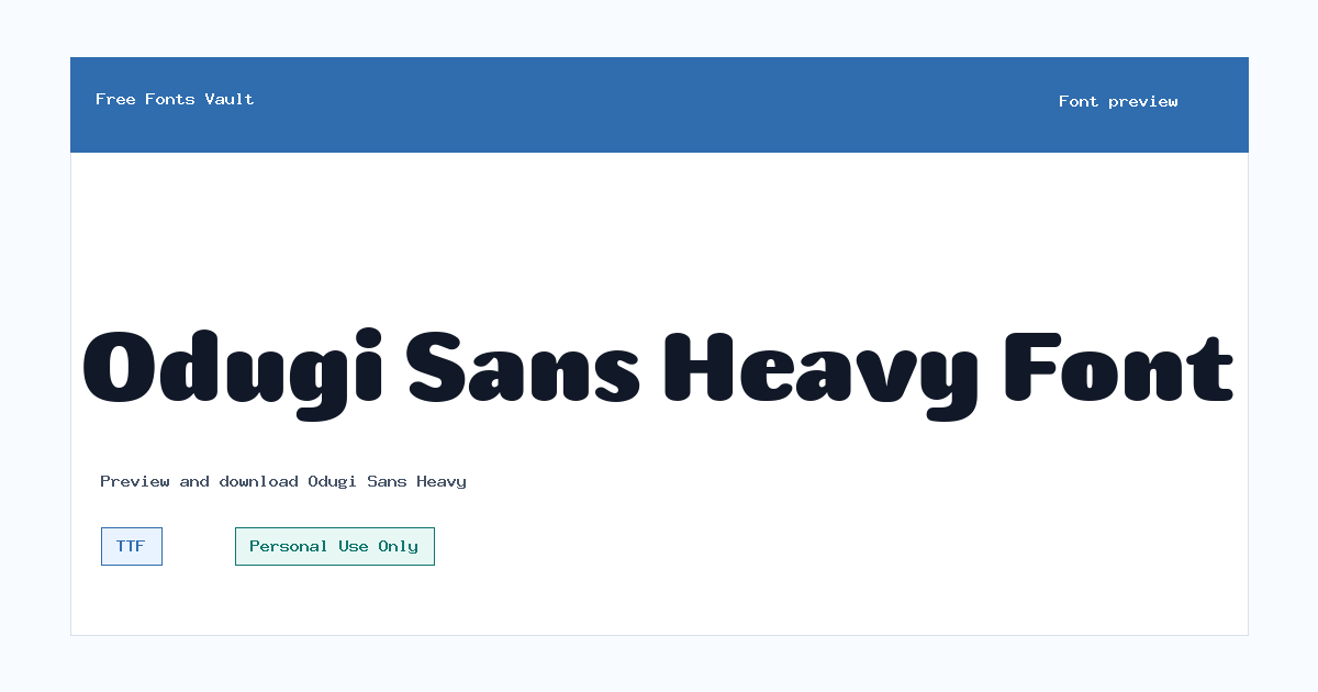 Odugi Sans Heavy font preview showing the family name