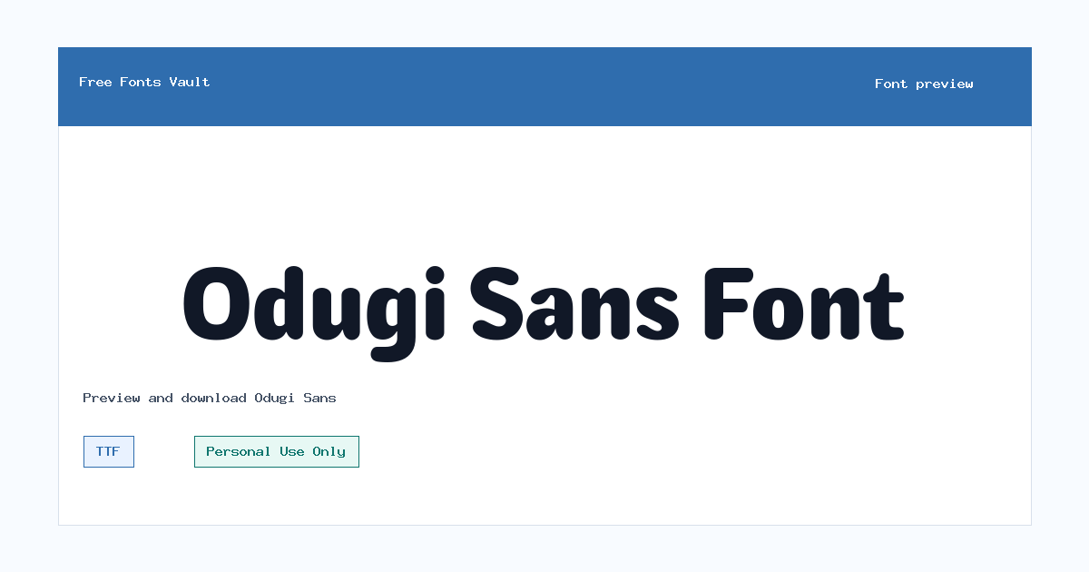 Odugi Sans font preview showing the family name