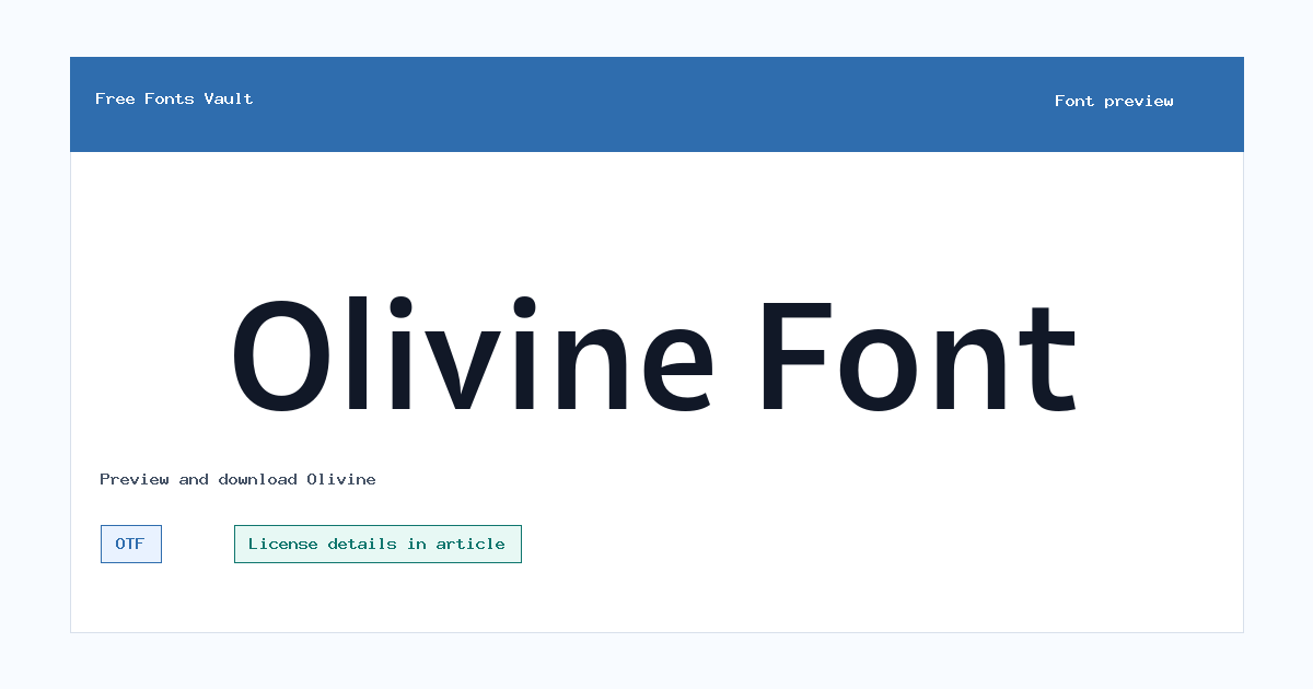 Olivine font preview showing the family name