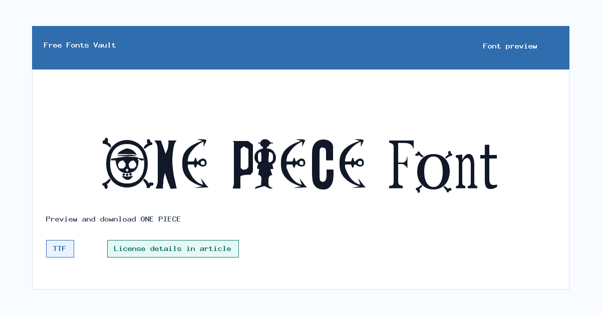 ONE PIECE font preview showing the family name