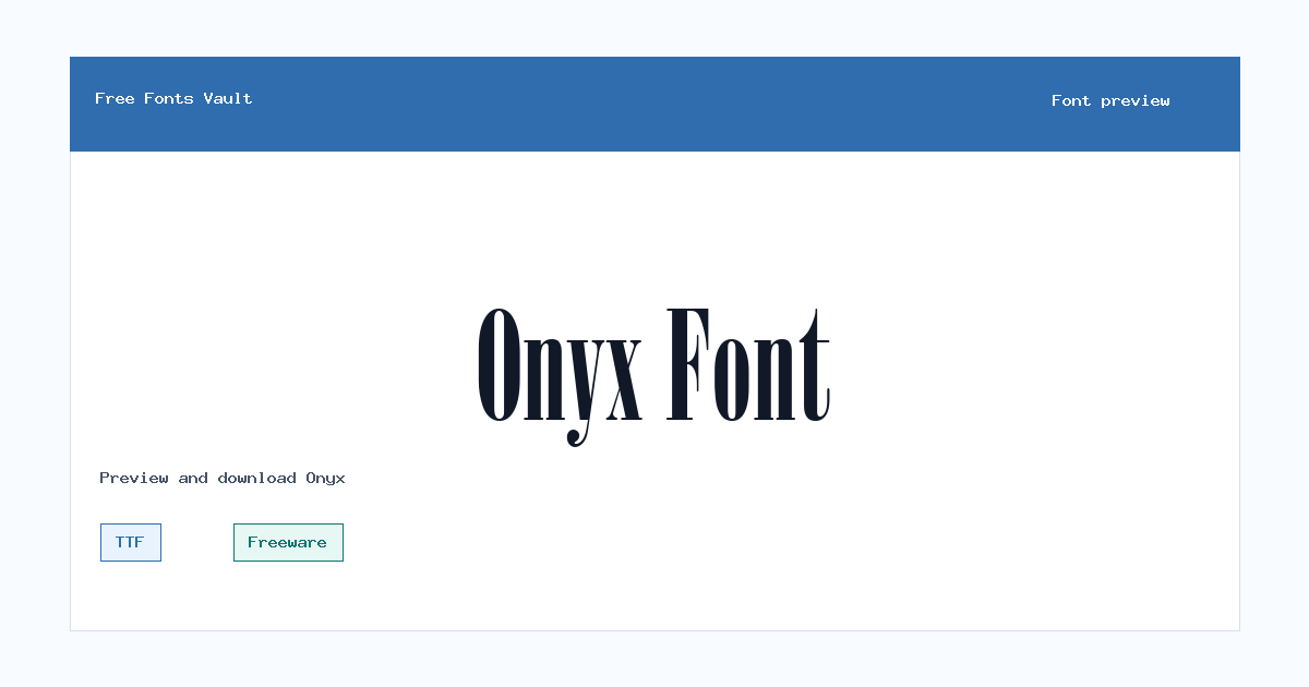 Onyx font preview showing the family name