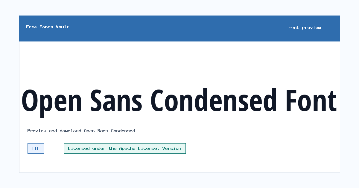 Open Sans Condensed font preview showing the family name