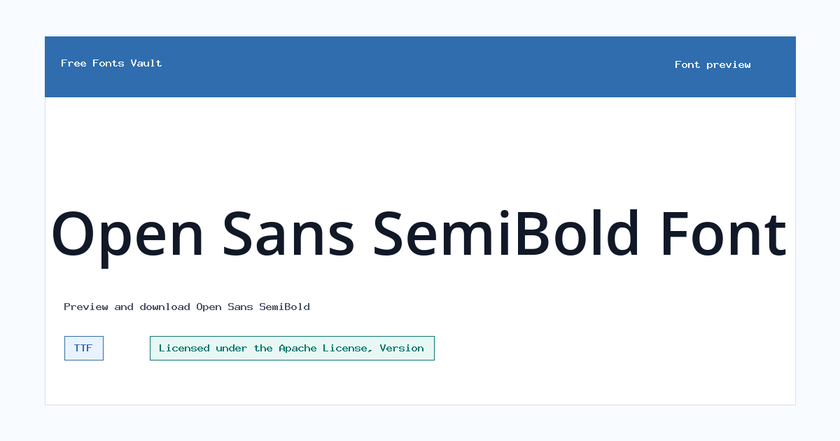 Open Sans SemiBold font preview showing the family name