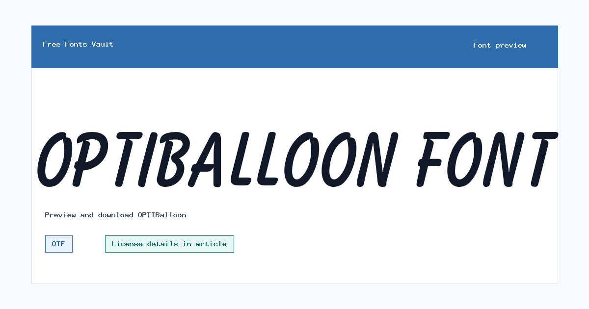 OPTIBalloon font preview showing the family name