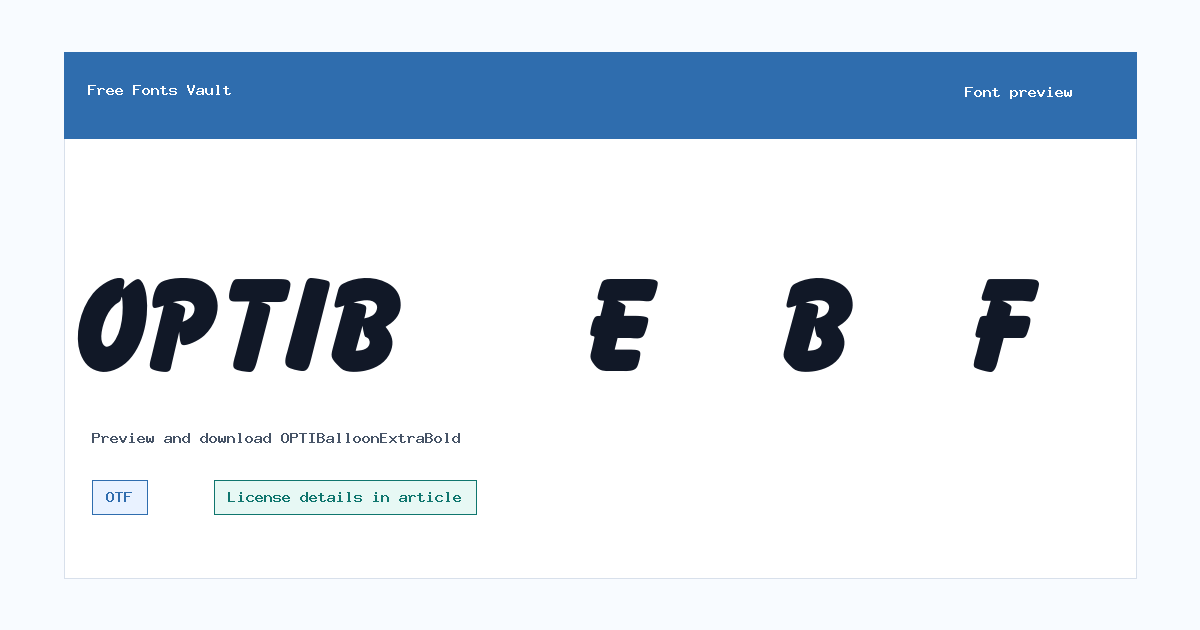 OPTIBalloonExtraBold font preview showing the family name