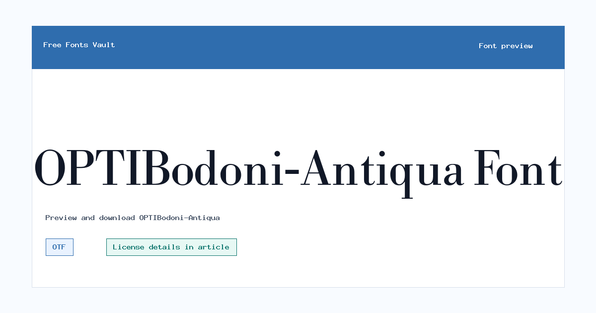 OPTIBodoni-Antiqua font preview showing the family name