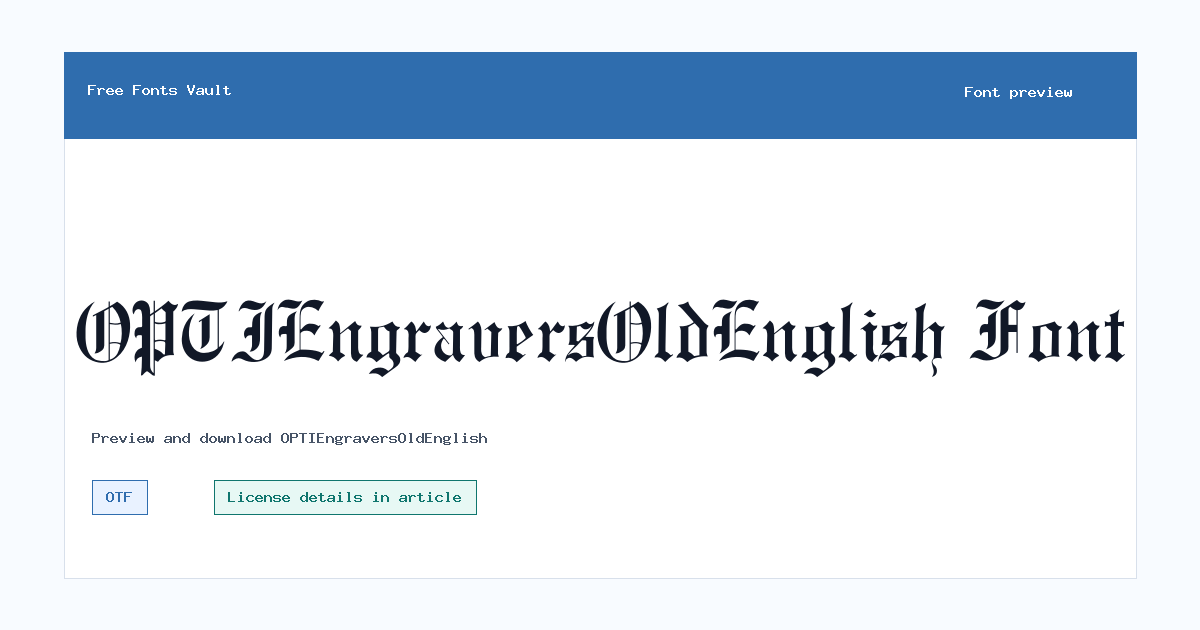 OPTIEngraversOldEnglish font preview showing the family name