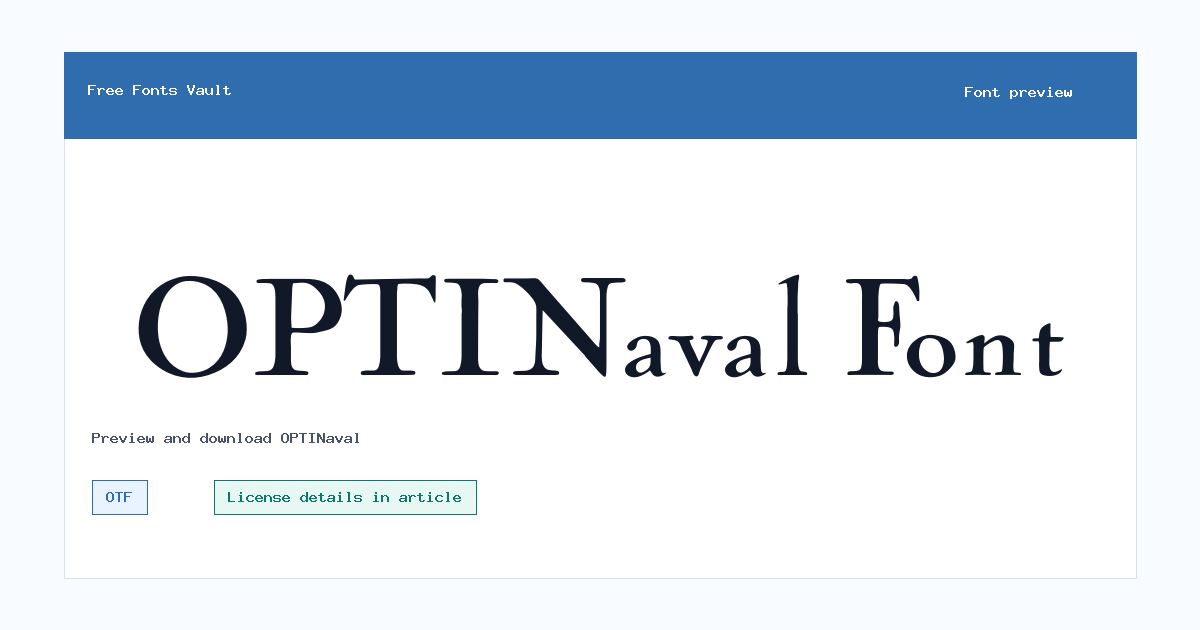 OPTINaval font preview showing the family name