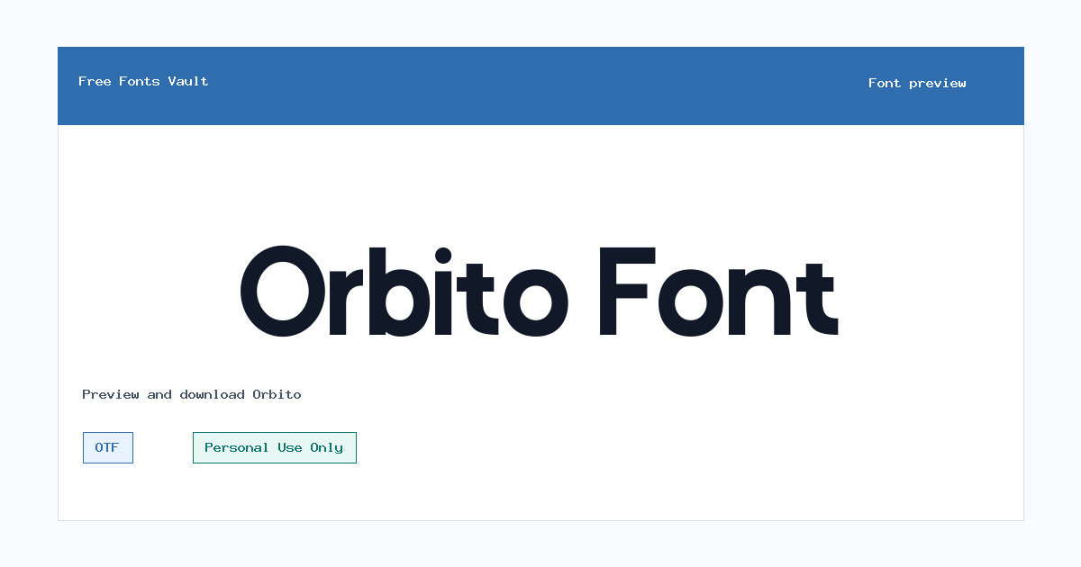 Orbito font preview showing the family name