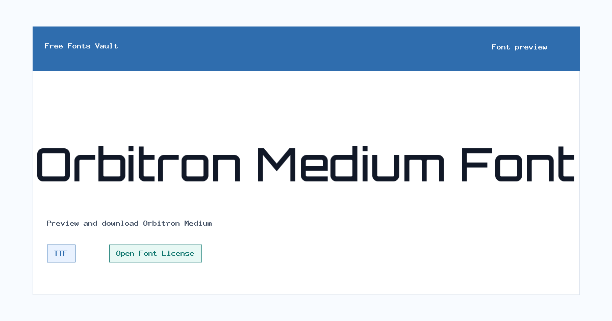 Orbitron Medium font preview showing the family name