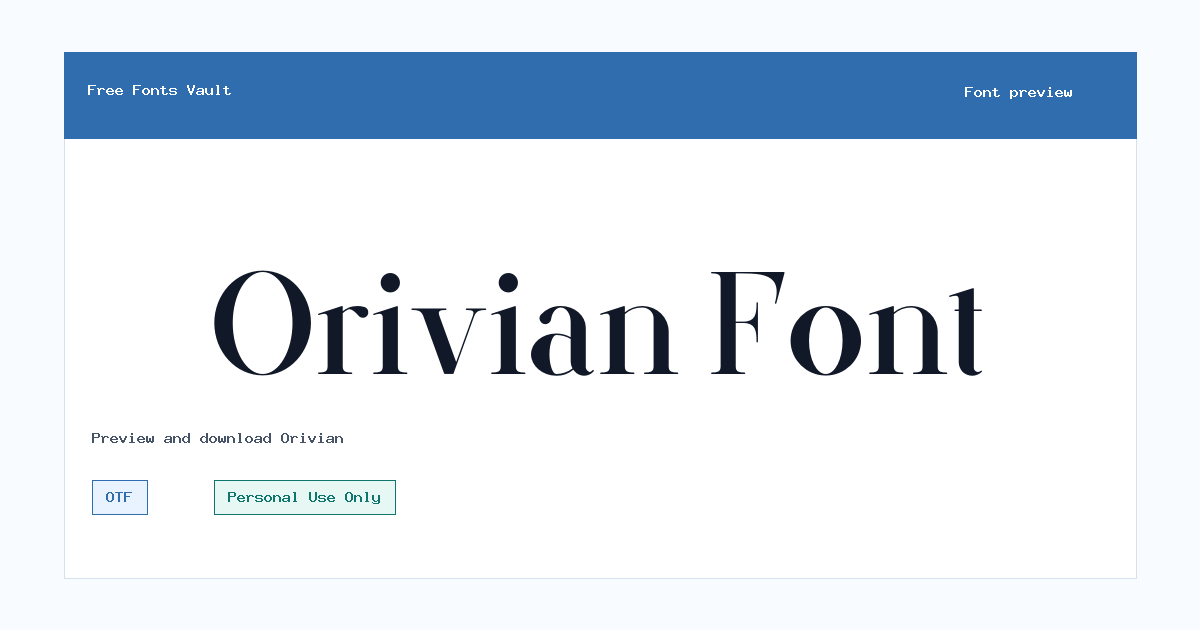 Orivian font preview showing the family name