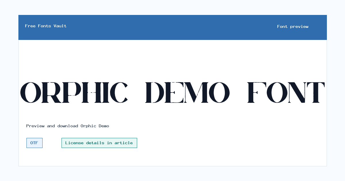 Orphic Demo font preview showing the family name