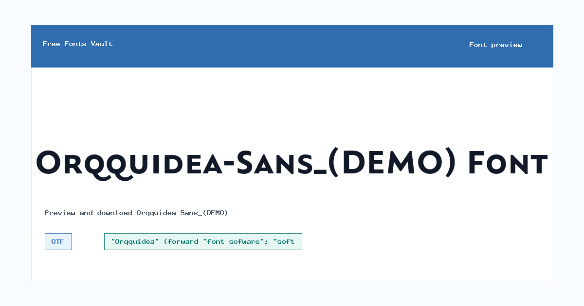 Orqquidea-Sans_(DEMO) font preview showing the family name