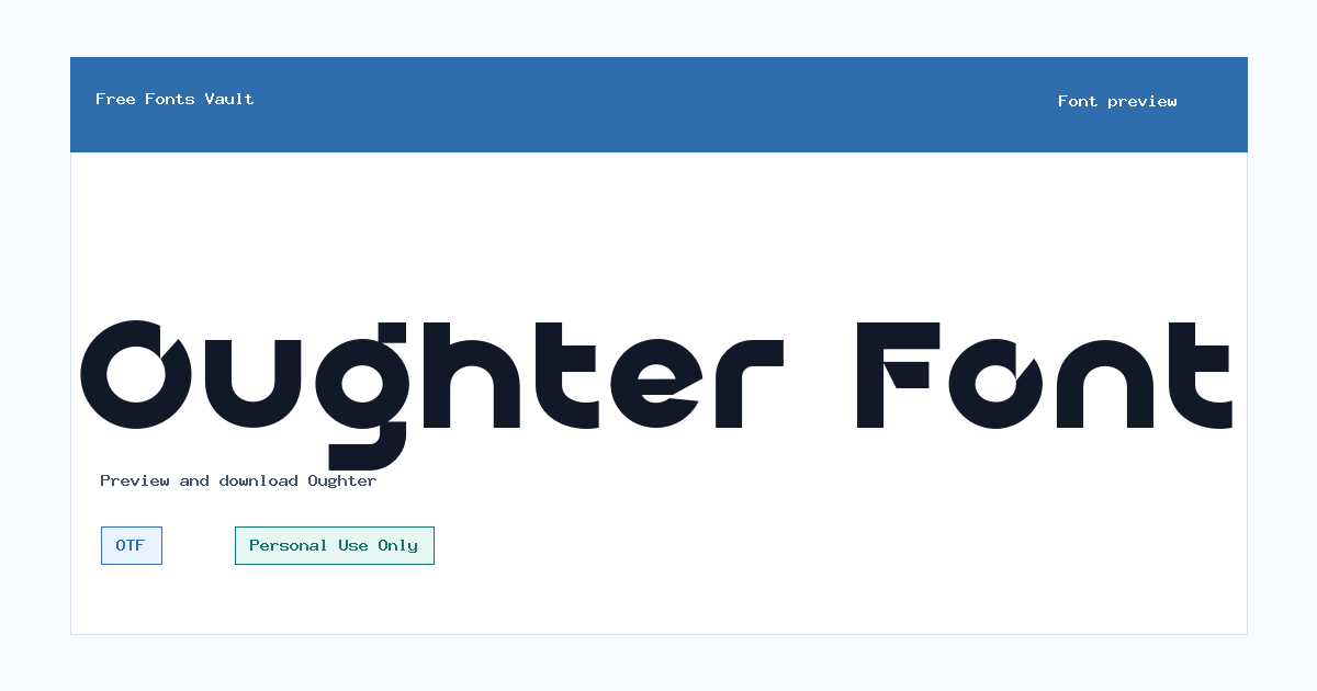 Oughter font preview showing the family name