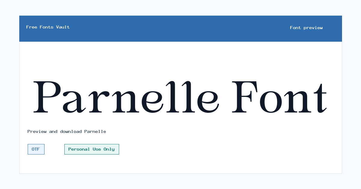 Parnelle font preview showing the family name