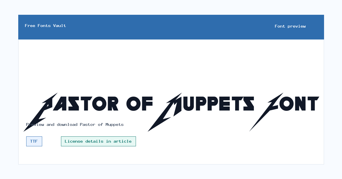 Pastor of Muppets font preview showing the family name