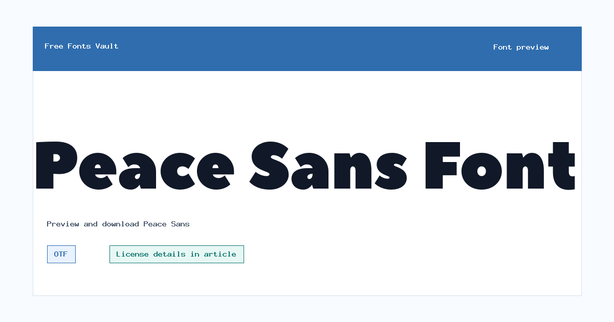 Peace Sans font preview showing the family name