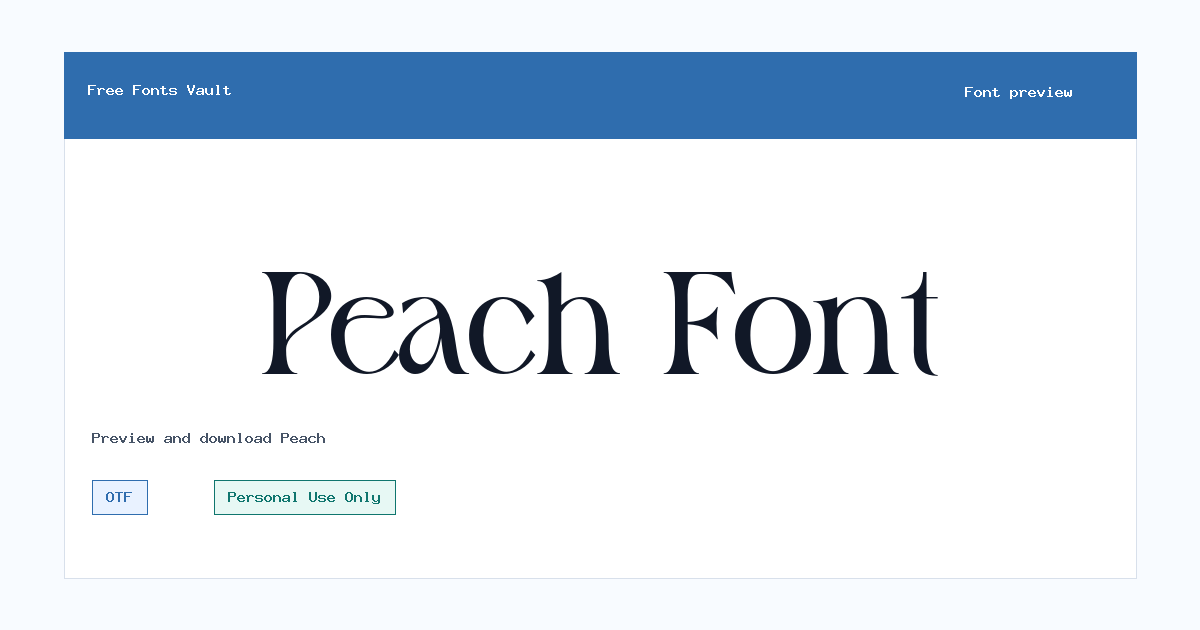Peach font preview showing the family name