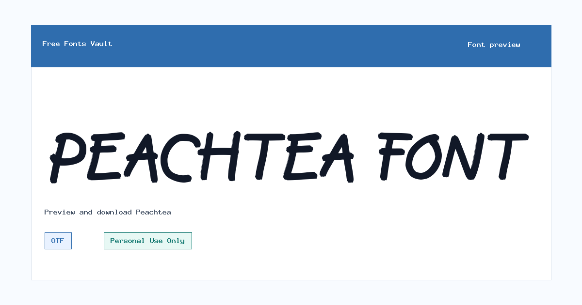 Peachtea font preview showing the family name