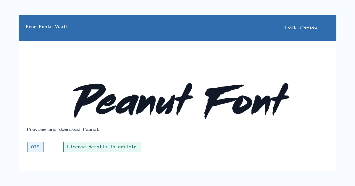 Peanut font preview showing the family name