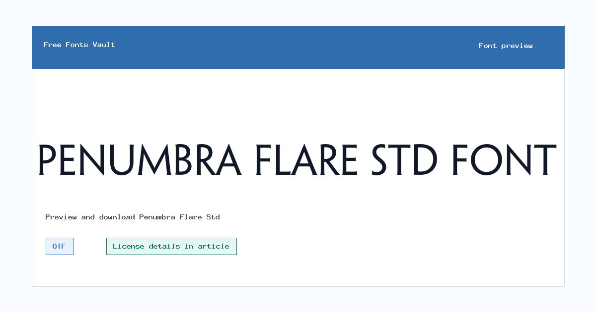 Penumbra Flare Std font preview showing the family name