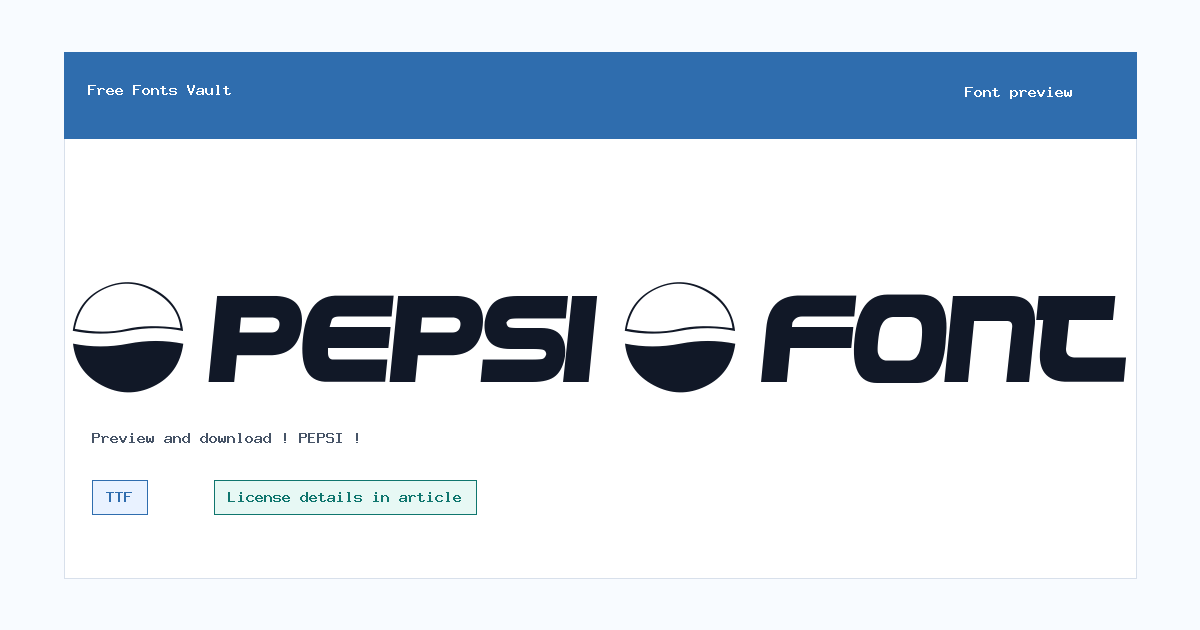 ! PEPSI ! font preview showing the family name