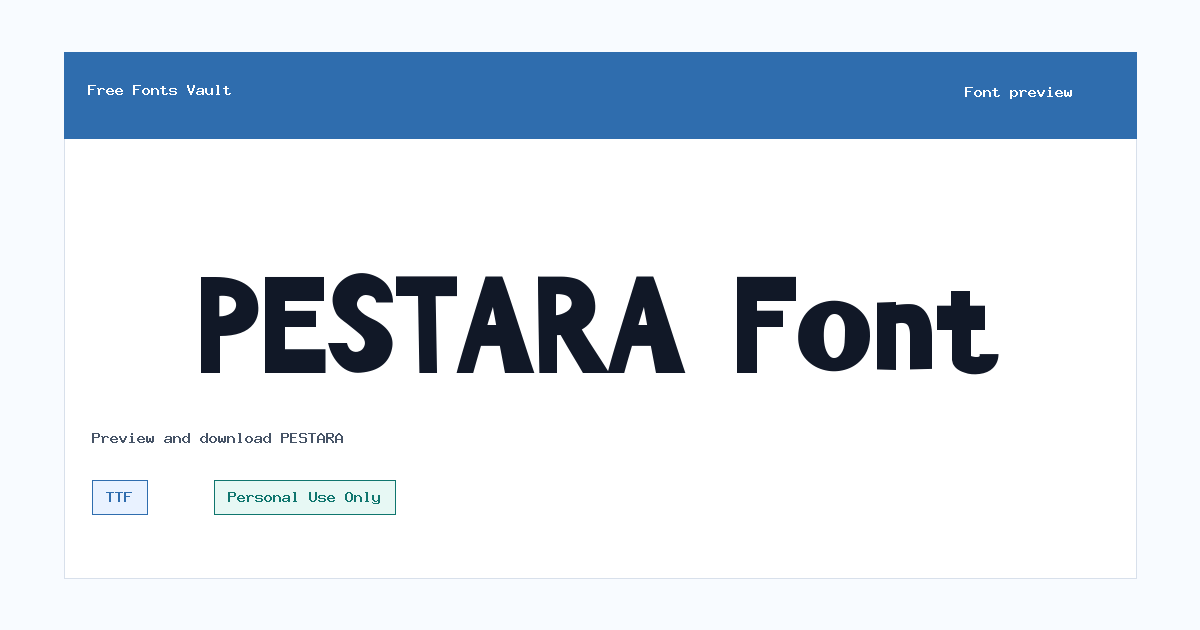PESTARA font preview showing the family name