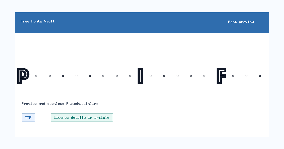 PhosphateInline font preview showing the family name