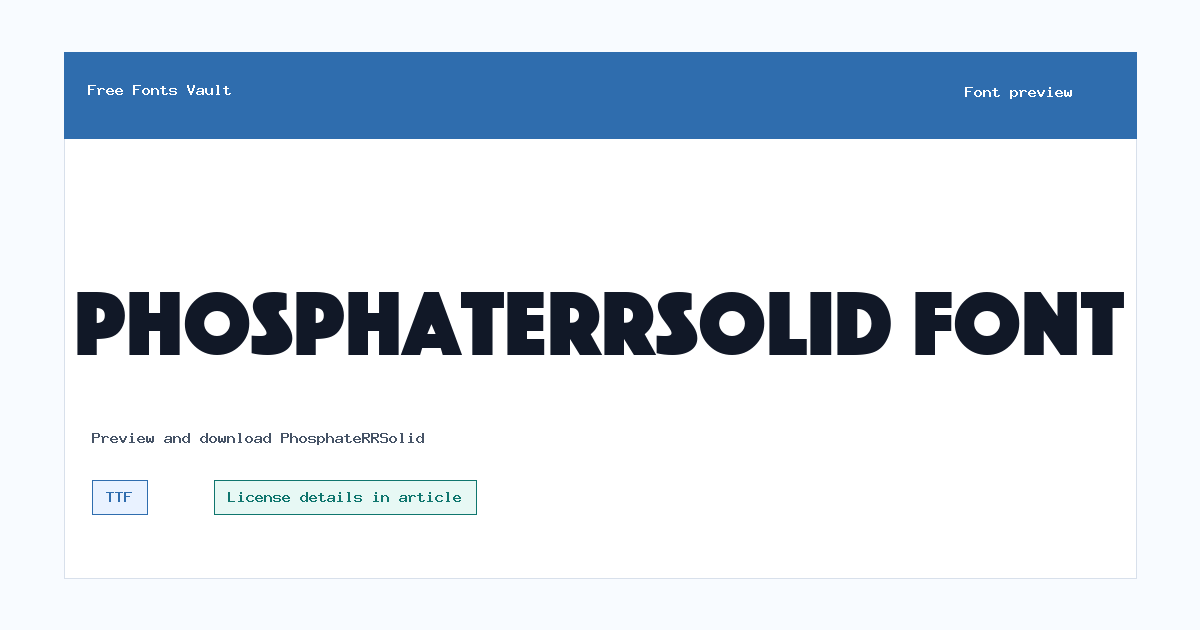 PhosphateRRSolid font preview showing the family name