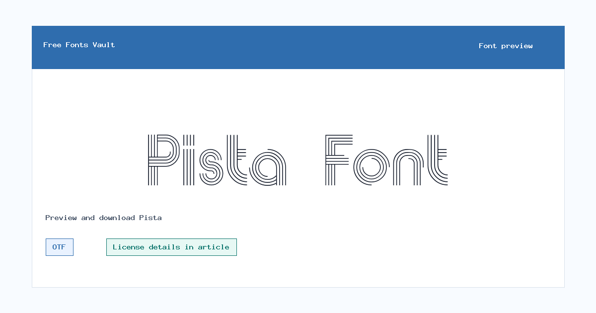 Pista font preview showing the family name