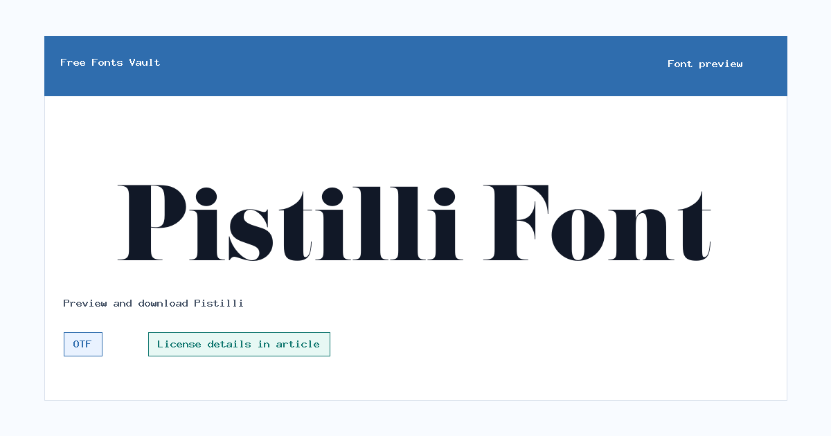 Pistilli font preview showing the family name