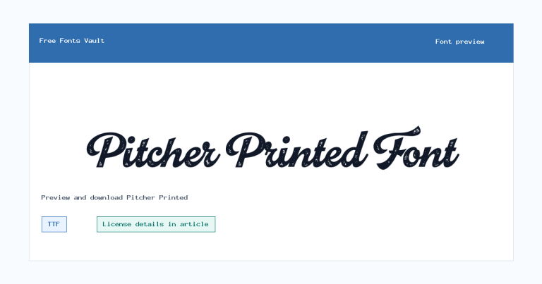 Pitcher Printed font preview