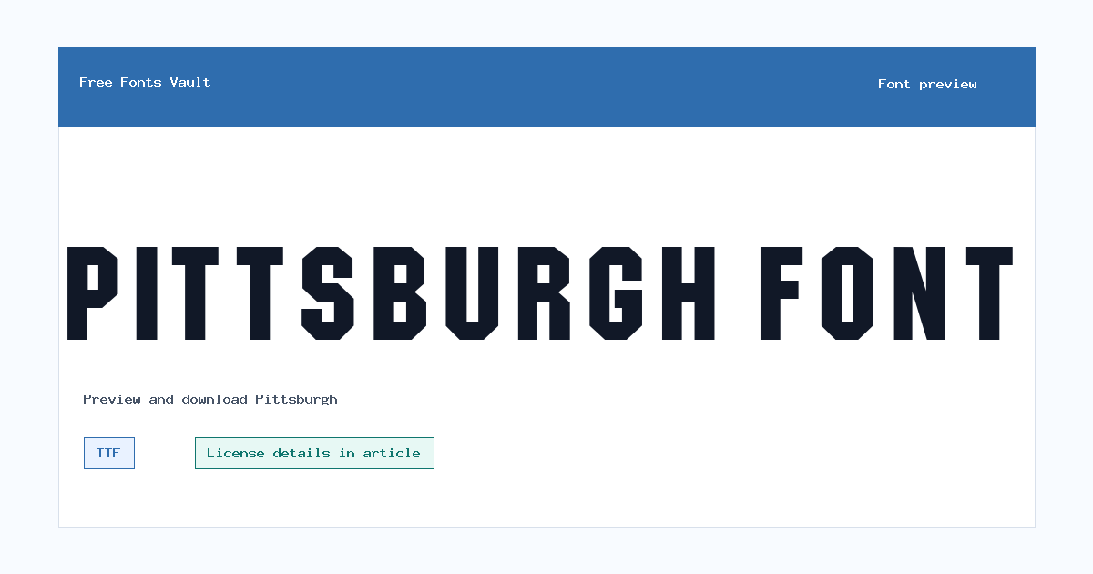 Pittsburgh font preview showing the family name