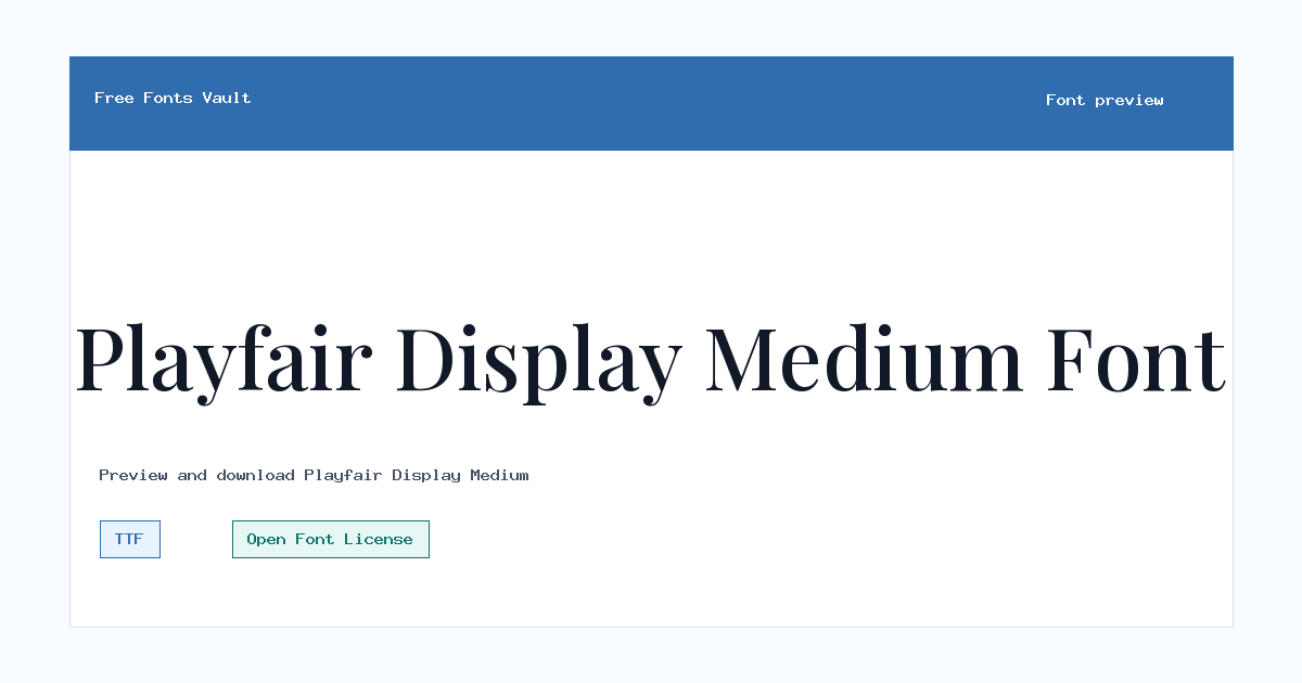 Playfair Display Medium font preview showing the family name