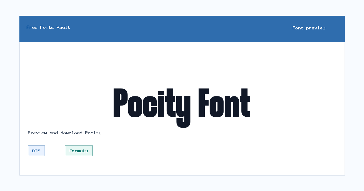 Pocity font preview showing the family name