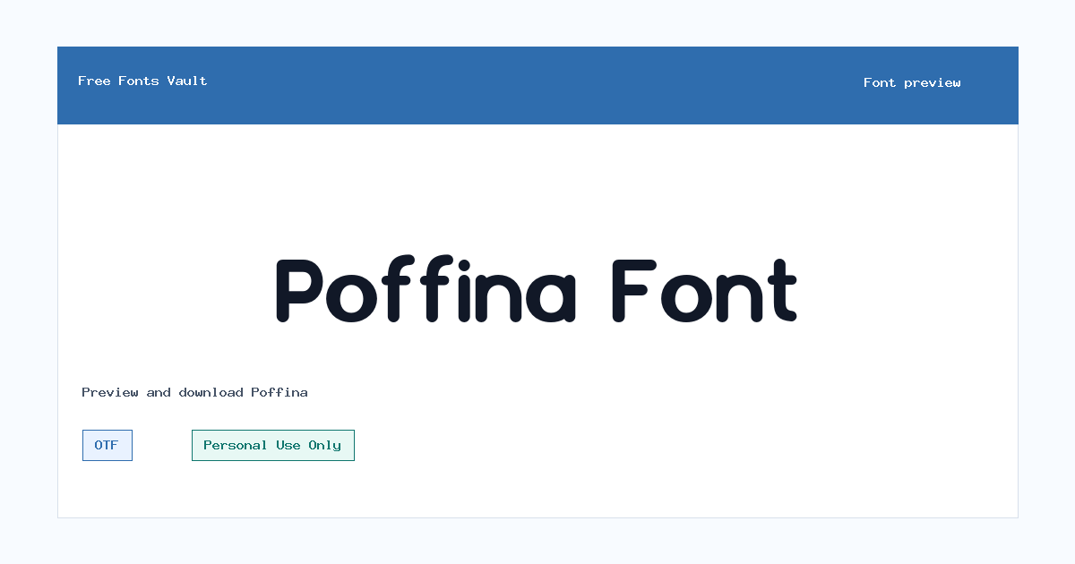 Poffina font preview showing the family name
