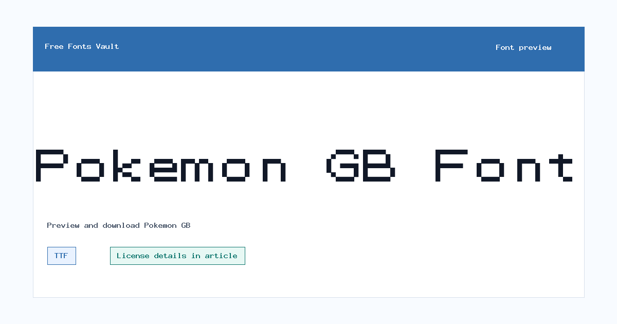 Pokemon GB font preview showing the family name