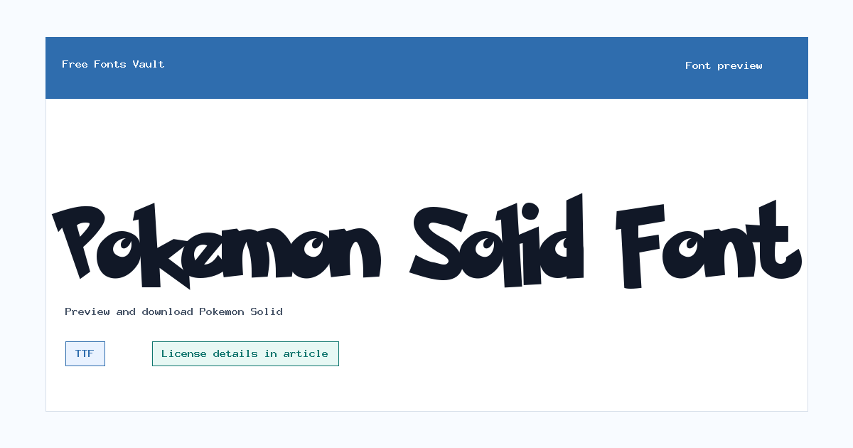 Pokemon Solid font preview showing the family name