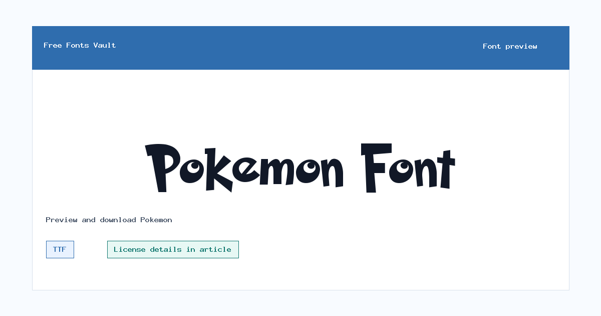 Pokemon font preview showing the family name