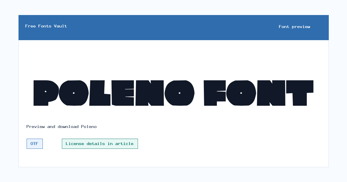 Poleno font preview showing the family name