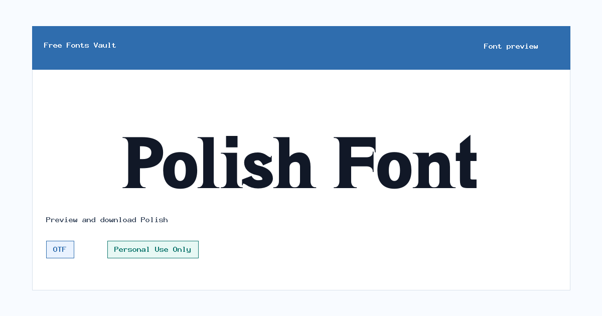 Polish font preview showing the family name
