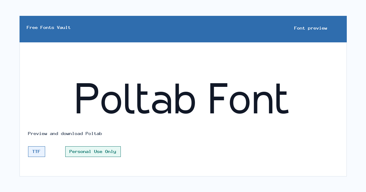 Poltab font preview showing the family name