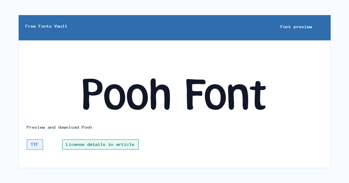 Pooh font preview showing the family name