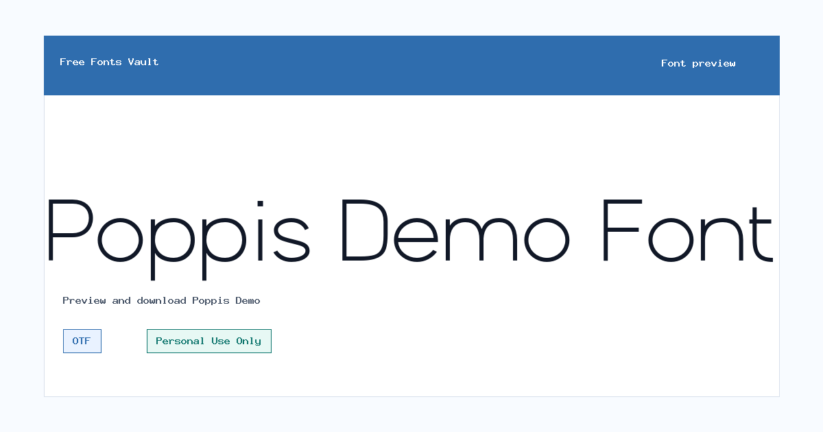 Poppis Demo font preview showing the family name