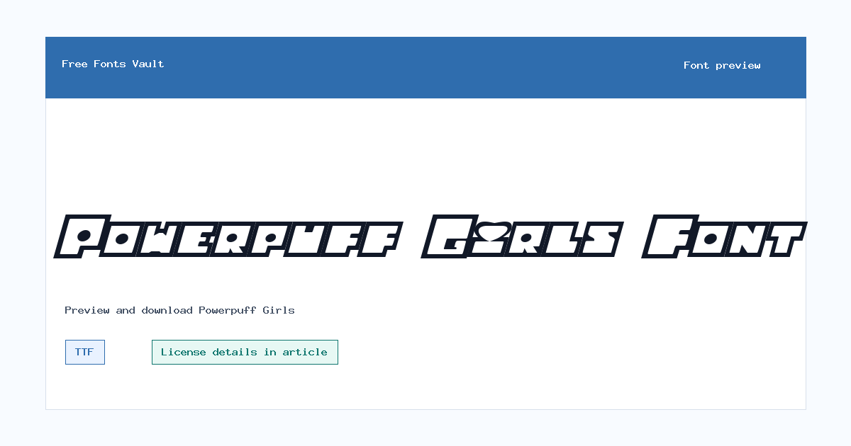 Powerpuff Girls font preview showing the family name