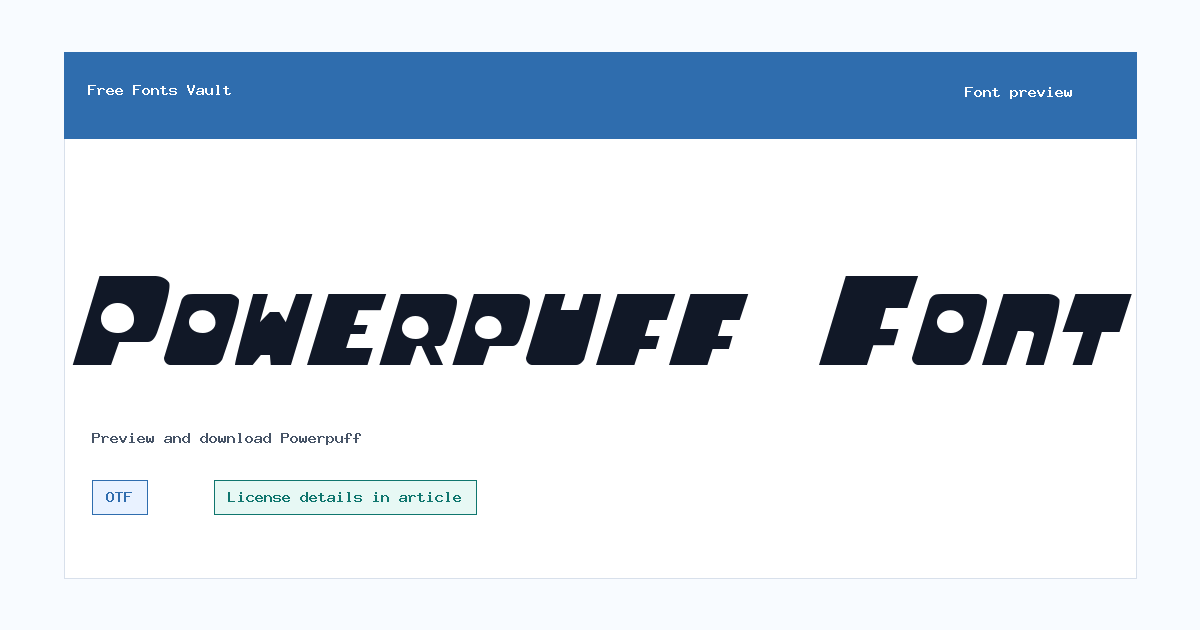 Powerpuff font preview showing the family name