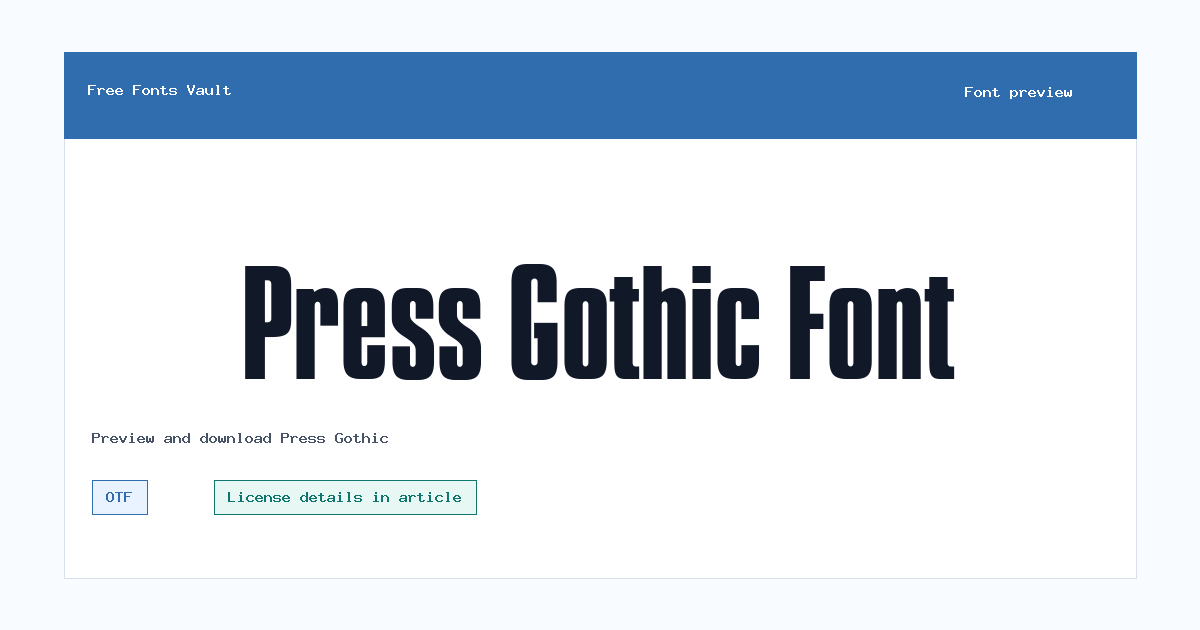 Press Gothic font preview showing the family name
