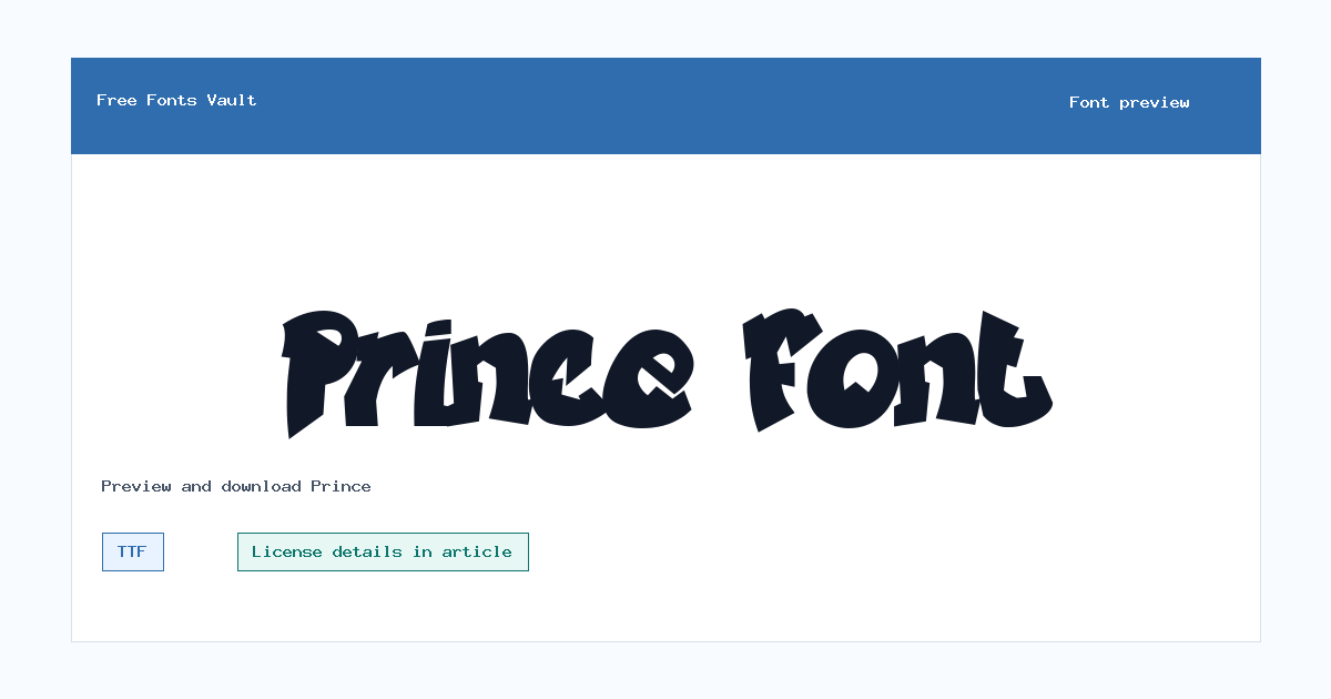 Prince font preview showing the family name