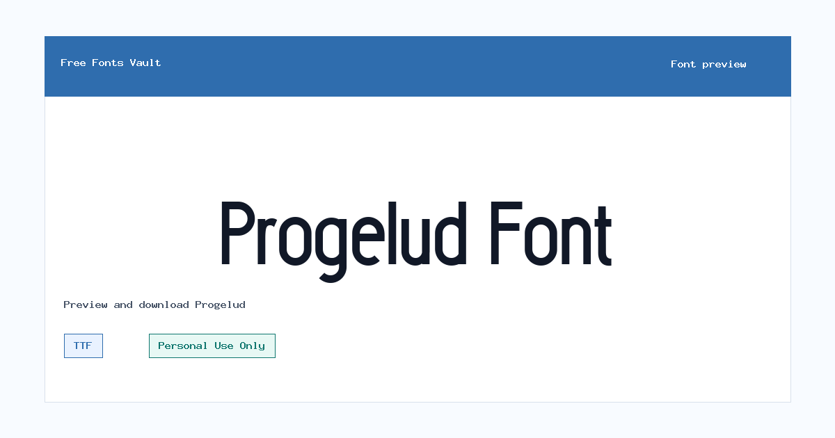 Progelud font preview showing the family name