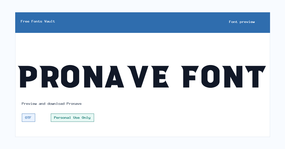 Pronave font preview showing the family name